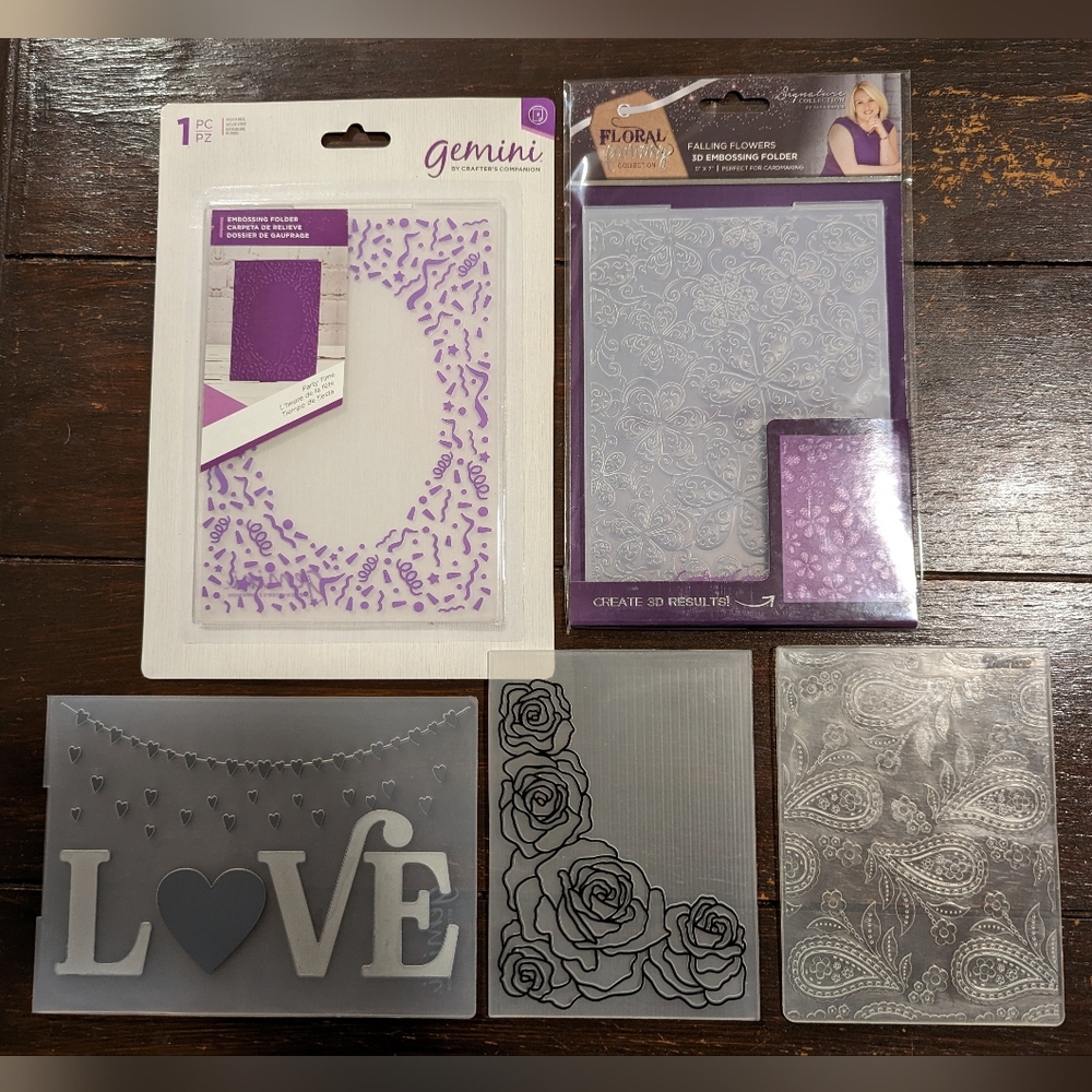 Set of 5 Various Embossing Folders - Crafter's Companion & Darice